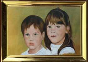 oelbild von dieter stopka,geschwister-portr�t
